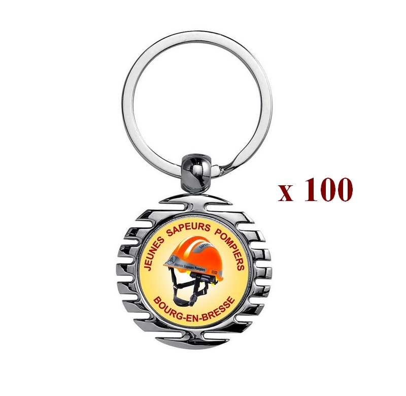 Lot de 100 Porte-clés personnalisés Sapeurs Pompiers 100M945JSP –  Distributeur de coupes et médailles dans l'Ain Presti-France